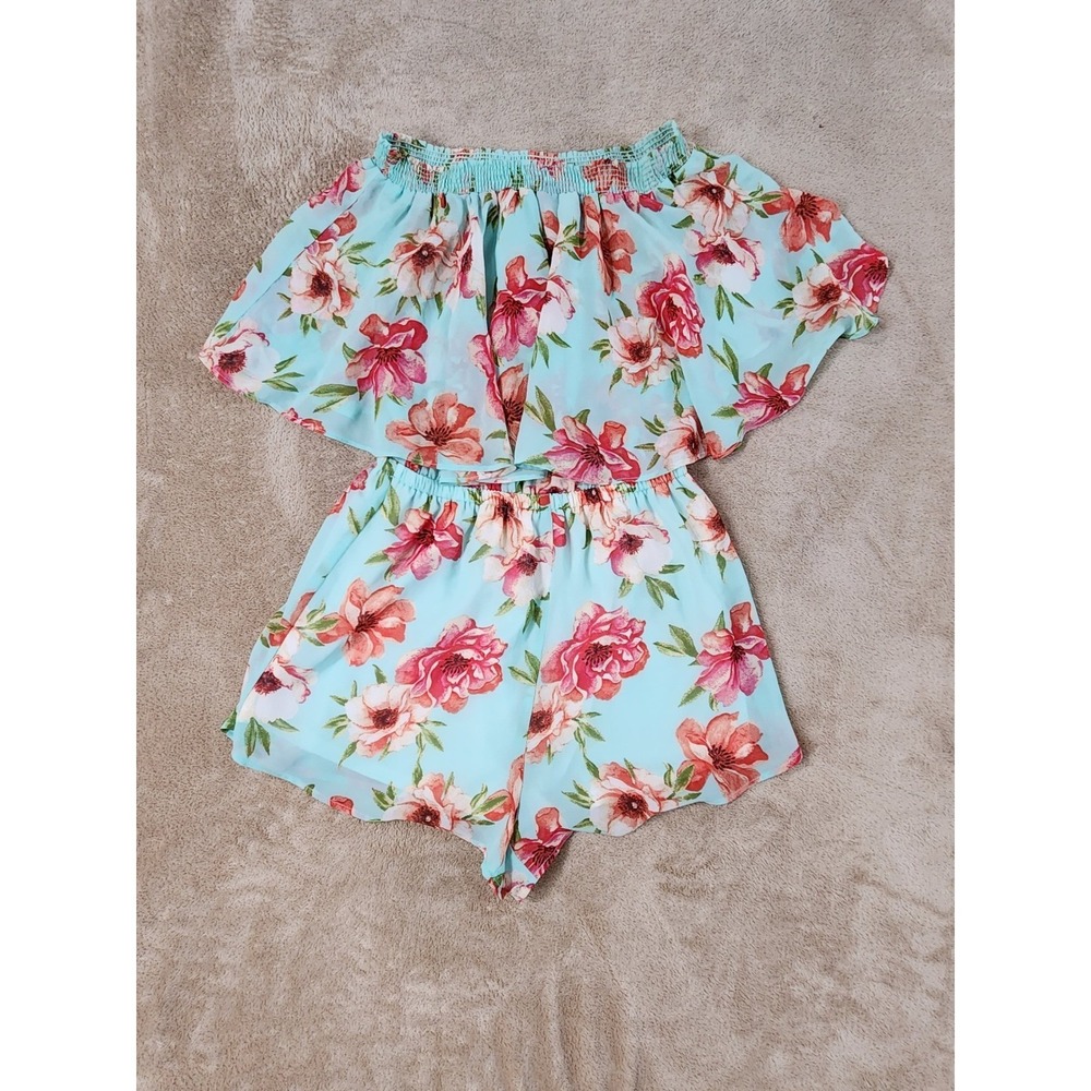 Show me your Mumu romper woman size small floral blue/pink sleeveless EUC